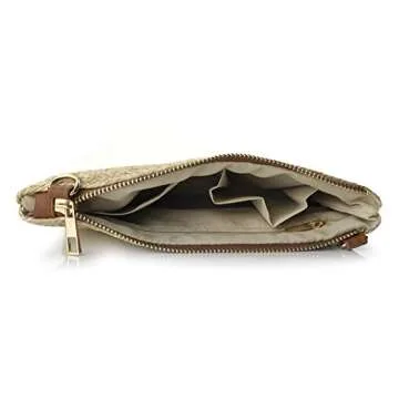 Straw Zipper Small Cross body bag Wristlet Clutch Womens Purse (Brown)