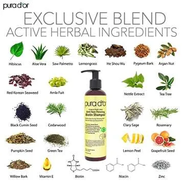 PURA D'OR Anti-Thinning Biotin Shampoo and Conditioner Natural Earthy Scent, CLINICALLY TESTED Effective Results, DHT Blocker Thickening Products For Women & Men, Original Gold Label Set, 8oz x2