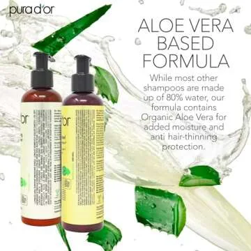 PURA D'OR Anti-Thinning Biotin Shampoo and Conditioner Natural Earthy Scent, CLINICALLY TESTED Effective Results, DHT Blocker Thickening Products For Women & Men, Original Gold Label Set, 8oz x2