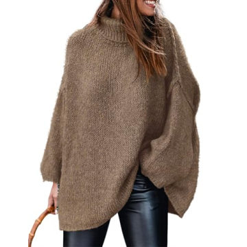 PRETTYGARDEN Women's Winter Turtleneck Oversized Sweaters Long Sleeve Chunky Knit Slouchy Pullover S...