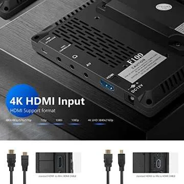 Neewer F100 7 Inch Camera Field Monitor HD Video Assist Slim IPS 1280x800 HDMI Input 1080p with 2600mAh Li-ion Battery/USB Charger for DSLR Cameras, Handheld Stabilizer, Film Video Making Rig