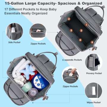 DERSTUEWE Diaper Bag Backpack for Moms & Dads – Large-Capacity Baby Bag with Changing Station, Ins...