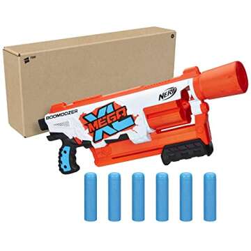 Nerf Mega XL Boom Dozer Blaster, Whistling Darts & XL Rotating Drum