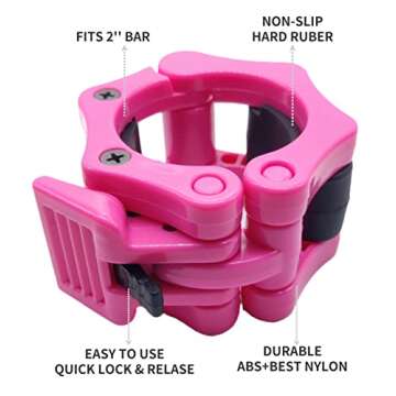 KILITOYO Olympic Barbell Clamps 2 Inch : Quick Lock And Release 2" Barbell Bar - Non Slip And Durable Barbell Clips - Weight Clamps for Weight Bar - Weight Clips for Weightlifting Bar (Pink)