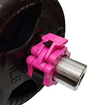 KILITOYO Olympic Barbell Clamps 2 Inch : Quick Lock And Release 2" Barbell Bar - Non Slip And Durable Barbell Clips - Weight Clamps for Weight Bar - Weight Clips for Weightlifting Bar (Pink)