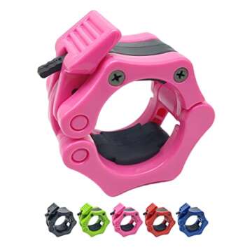 KILITOYO Olympic Barbell Clamps 2 Inch : Quick Lock And Release 2" Barbell Bar - Non Slip And Durable Barbell Clips - Weight Clamps for Weight Bar - Weight Clips for Weightlifting Bar (Pink)