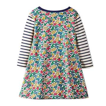HILEELANG Toddler Girl Girl Floral Dress Stripe Long Sleeve Spring Winter Christmas Cotton Easter Dr...
