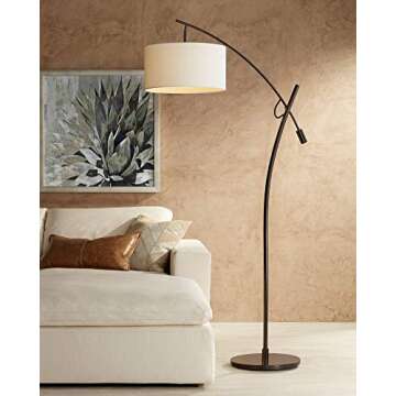 Possini Euro Design Raymond Modern Arched Floor Lamp Standing 69" Tall Bronze Brown Metal Slim Profi...