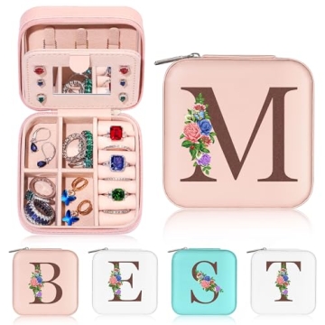 Yesteel Travel Jewelry Case Jewelry Box, Initial Small Jewelry Boxes for Women Travel Jewelry Box, T...