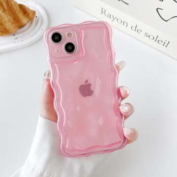 FABSPARK Case for iPhone 13 Pro Max,Cute 3D Transparent Meteorite Bubble Water Ripple Pattern Curly ...