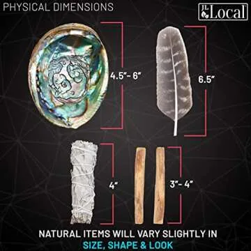 Smudge Kit - White Sage, Palo Santo, Abalone Shell, Smudging Feather, for Healing, Purifying, Meditating & Incense (Essentials)