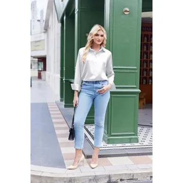 Elegant Zeagoo Satin Button Down Shirts for Women