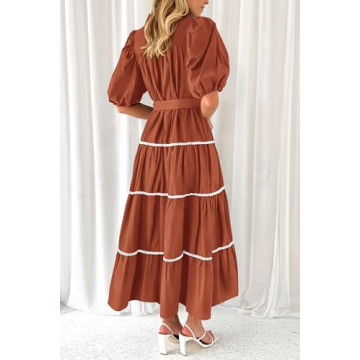 PRETTYGARDEN Women's Summer Button Down Maxi Dress