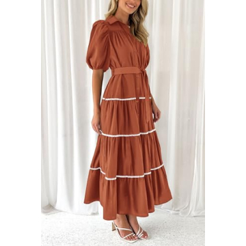 PRETTYGARDEN Women's Summer Button Down Maxi Dress