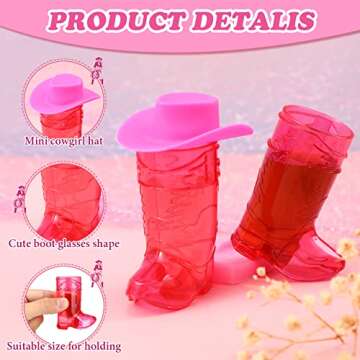 Sieral 32 Pcs Mini Cowboy Boot Glasses & Cowgirl Hats for Party Supplies
