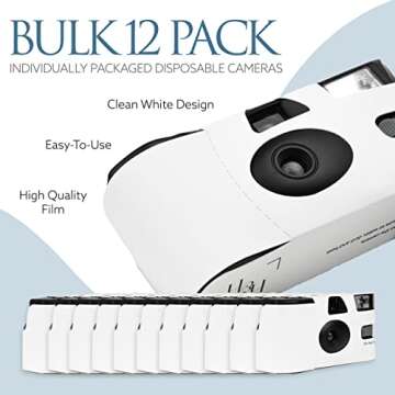 H&H Photo Supply White Disposable Cameras for Wedding (12 Pack) – Deluxe Disposable Camera Bulk Se...