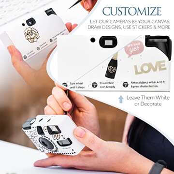 H&H Photo Supply White Disposable Cameras for Wedding (12 Pack) – Deluxe Disposable Camera Bulk Set Perfect for Weddings! – Includes Carrying Tote & Development Discount – USA-Made Film, 27 Photos