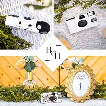 H&H Photo Supply White Disposable Cameras for Wedding (12 Pack) – Deluxe Disposable Camera Bulk Set Perfect for Weddings! – Includes Carrying Tote & Development Discount – USA-Made Film, 27 Photos