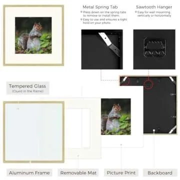 Elegant Golden State Art 12x12 Metal Picture Frames