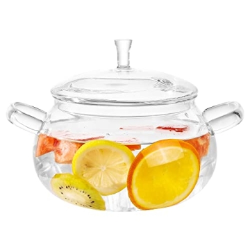 Glass Cooking Pot - 83oz Borosilicate Glass for Cooking on Stove