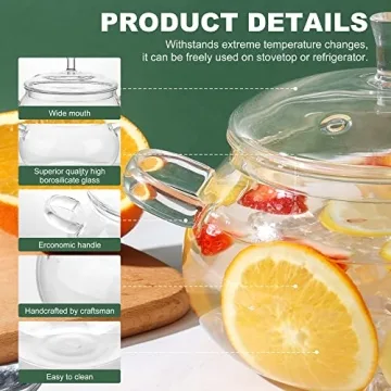 Durable Glass Cooking Pot 83oz for Soups and Sauces