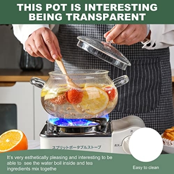 Durable Glass Cooking Pot 83oz for Soups and Sauces