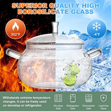 Durable Glass Cooking Pot 83oz for Soups and Sauces