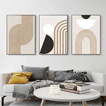 FSZSEES Mid Century Boho Wall Art Minimalist Modern Line Art Abstract Geometric Boho Prints Wall Art...