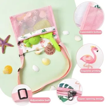 Cute Seashell Beach Bags for Kids - Flamingo & Mermaid