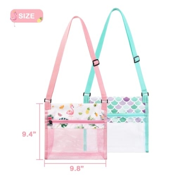 Cute Seashell Beach Bags for Kids - Flamingo & Mermaid