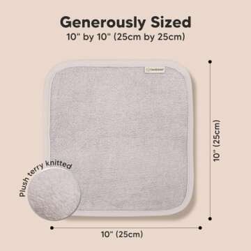 KeaBabies 6-Pack Bamboo Baby Washcloths - Ultra Soft