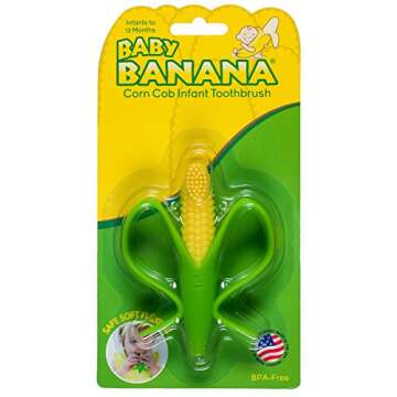Baby Banana - Corn Cob Toothbrush, Training Teether Tooth Brush for Infant, Baby, and Toddler Green/...