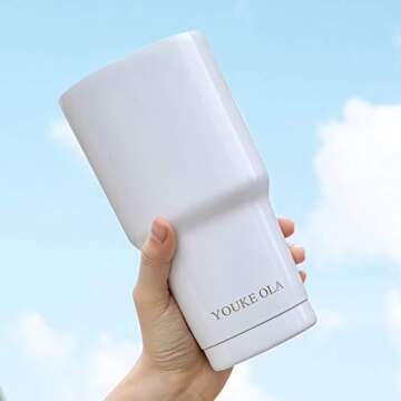 Stainless Steel Tumbler 30oz - Vacuum Insulated Tumbler Coffee Cup Double Wall Large Travel Mug with Lid, Straw, Brush (White, 30oz-1 Pack)