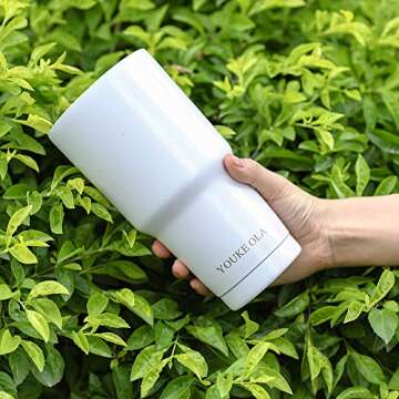 Stainless Steel Tumbler 30oz - Vacuum Insulated Tumbler Coffee Cup Double Wall Large Travel Mug with Lid, Straw, Brush (White, 30oz-1 Pack)