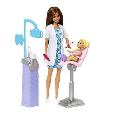 Barbie Careers Playset, Dentist with Blonde Doctor Fashion Doll, Toddler Small Doll, Furniture & Accessories