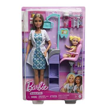 Barbie Careers Playset, Dentist with Blonde Doctor Fashion Doll, Toddler Small Doll, Furniture & Accessories