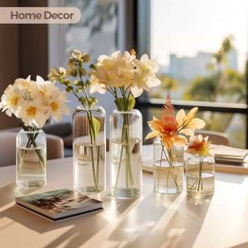 ComSaf Small Flower Vase Set of 15, Glass Bud Vases in Bulk, Clear Vases for Flower, Decor Centerpie...