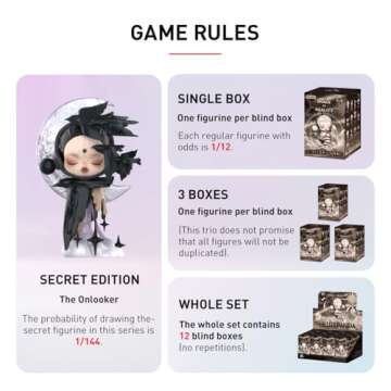 POP MART SKULLPANDA Image Of Reality Series Figures, SKULLPANDA Blind Box Figures, Random Design Action Figures Collectible Toys Home Decorations, Holiday Birthday Gifts for Girls and Boys, Single Box