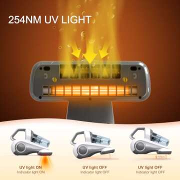 Qijun Anti-Allergen Handheld Bed Vacuum Cleaner Machine, Mattress Vacuum Cleaner with 15KPa Suction,...