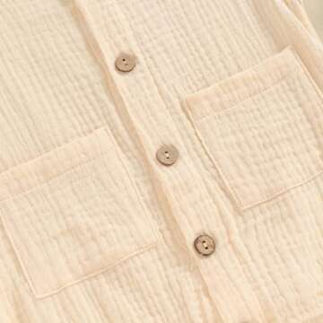 FOCUSNORM Newborn Baby Boy Girl Clothes Solid Color Tank Romper Cute Sleeveless Button Down Jumpsuit Infant Summer Outfit (Solid Beige, 0-3 Months)