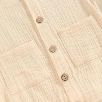 FOCUSNORM Newborn Baby Boy Girl Clothes Solid Color Tank Romper Cute Sleeveless Button Down Jumpsuit Infant Summer Outfit (Solid Beige, 0-3 Months)