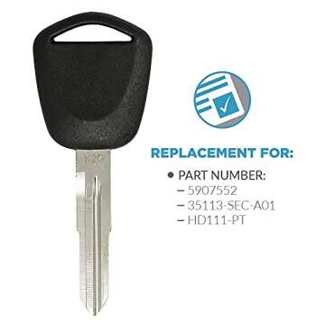 Keyless2Go Replacement for New Uncut Transponder Ignition V-Chip Car Key HD111 (2 Pack)