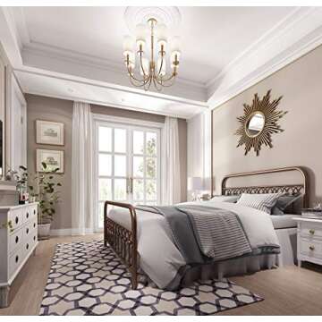 YALAXON Vintage Sturdy Queen Size Metal Bed Frame with Headboard and Footboard Basic Bed Frame No Box Spring Needed，Antique Brown.