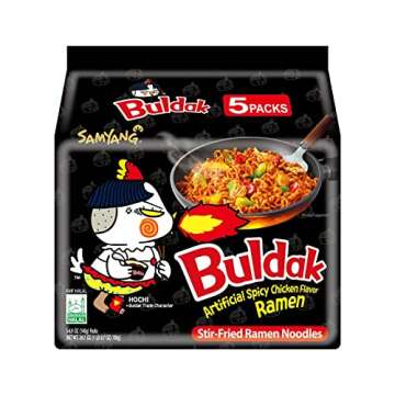 Samyang Buldak Spicy Ramen, Hot Chicken Ramen, Korean Stir-Fried Instant Noodle, Original, 1 Bag wit...