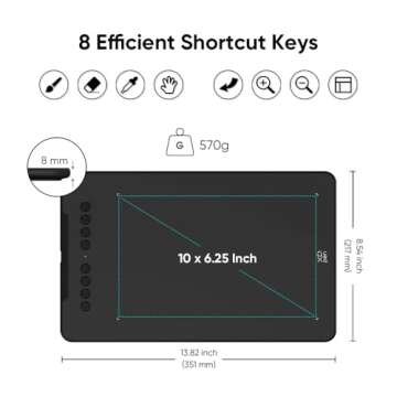 XPPen Deco 01 V3 Drawing Tablet: 16384 Pressure Levels & Custom Shortcuts