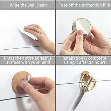 Newness Towel Hooks: Strong Modern 304 Stainless Steel & Bamboo