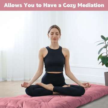 BALAPET Floor Lounger Pillow,Foldable Light Thick Tufted Floor Pillow Cushion with Elasticized Webbing for Easy Storage.Floor Lounger for Meditation,Playing,Yoga,Reading,Sleeping(Blush)