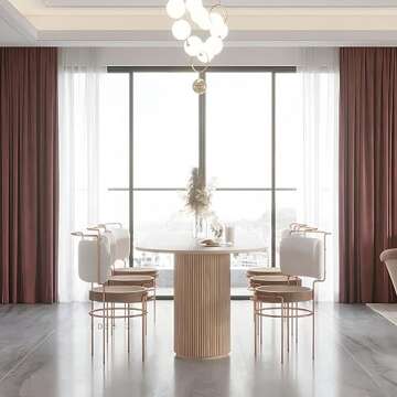 LAKIQ Wood Oval Dining Table Double Pedestal Kitchen Dining Room Table Natural Rectangle Home Dinner Room Table-Table Only-Without Chairs(47.2" L x 23.6" W x 29.5" H)