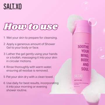 SALT.XO Erotica Shower Gel, Deep Cleansing Body and Face Cleanser, Aromatherapy pH Balancing Shower Gel for Hydrating, Increase Libido, Cruelty and Paraben-Free Body Wash Gel (8 Fl Oz)