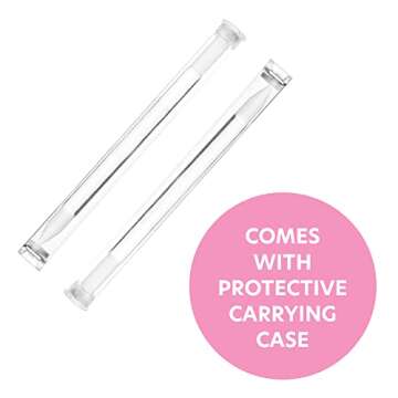 Bona Fide Beauty Glass Cuticle Pusher Set of 2 Manicure Nail Care Tools, 2PC Premium Clear Glass Manicure Sticks